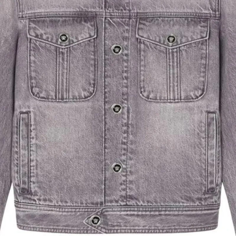 VERSACE Medusa Head Buttons Long Sleeved Denim Jacket-7