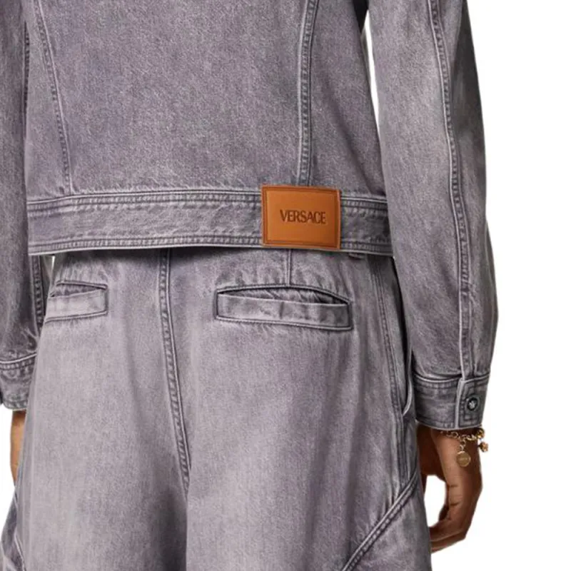 VERSACE Medusa Head Buttons Long Sleeved Denim Jacket-5