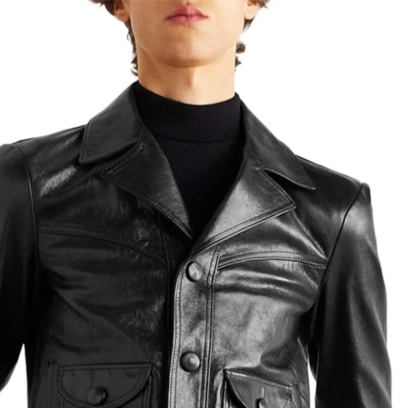 CELINE Straight cut Blouson Jacket In Waxed Lambskin-4