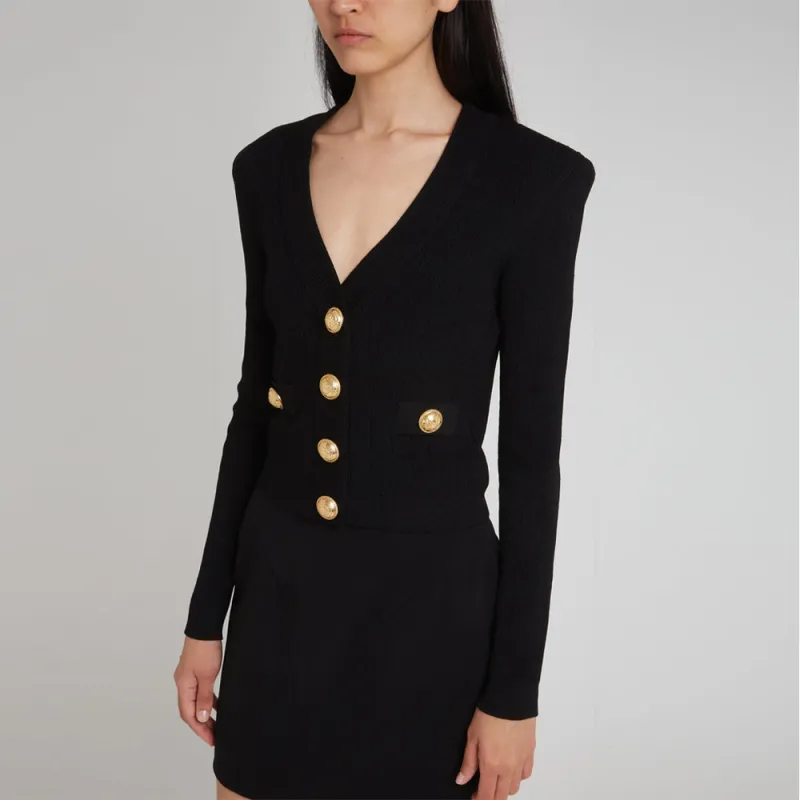 BALMAIN Chiocciola Long Sleeved Buttoned Cardigan-2