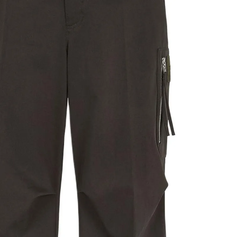 FENDI Logo Patch Straight Leg Trousers-5