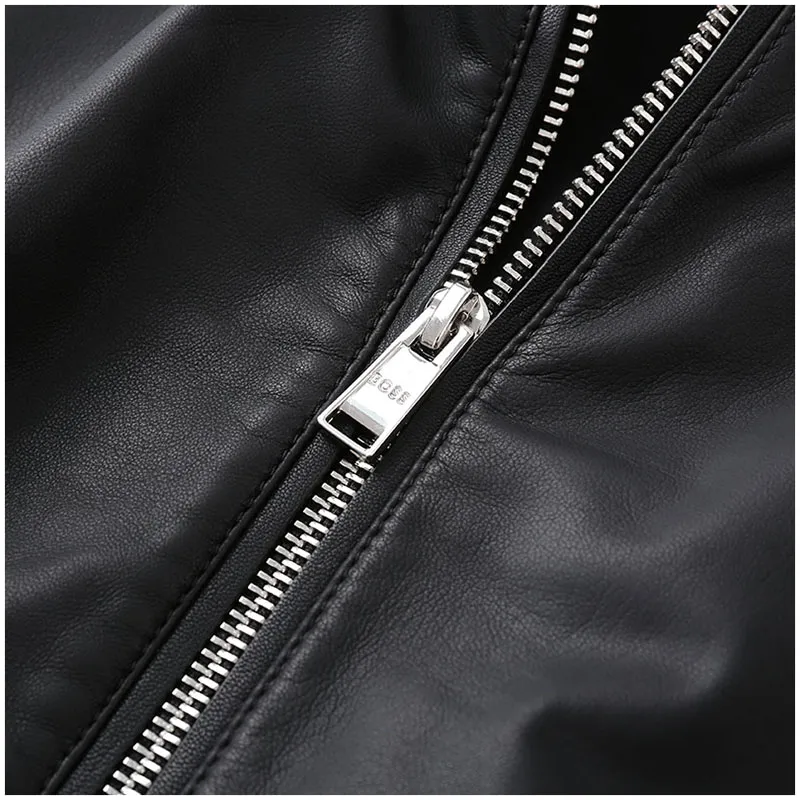 HUGO BOSS Hooded Drawstring Leather Jacket-5