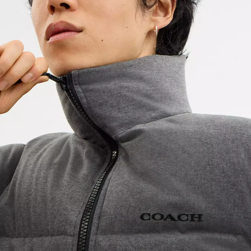 COACH FW24 Down Jacket Men's Dark Lime Gray-3