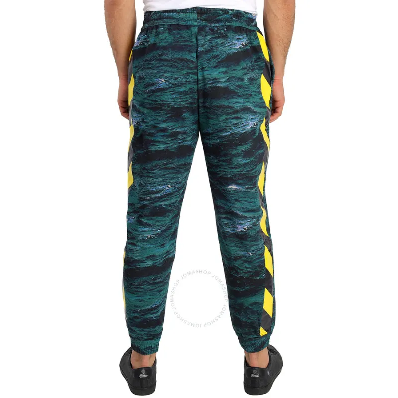 Burberry Tape Detail Sea Print Trackpants-3