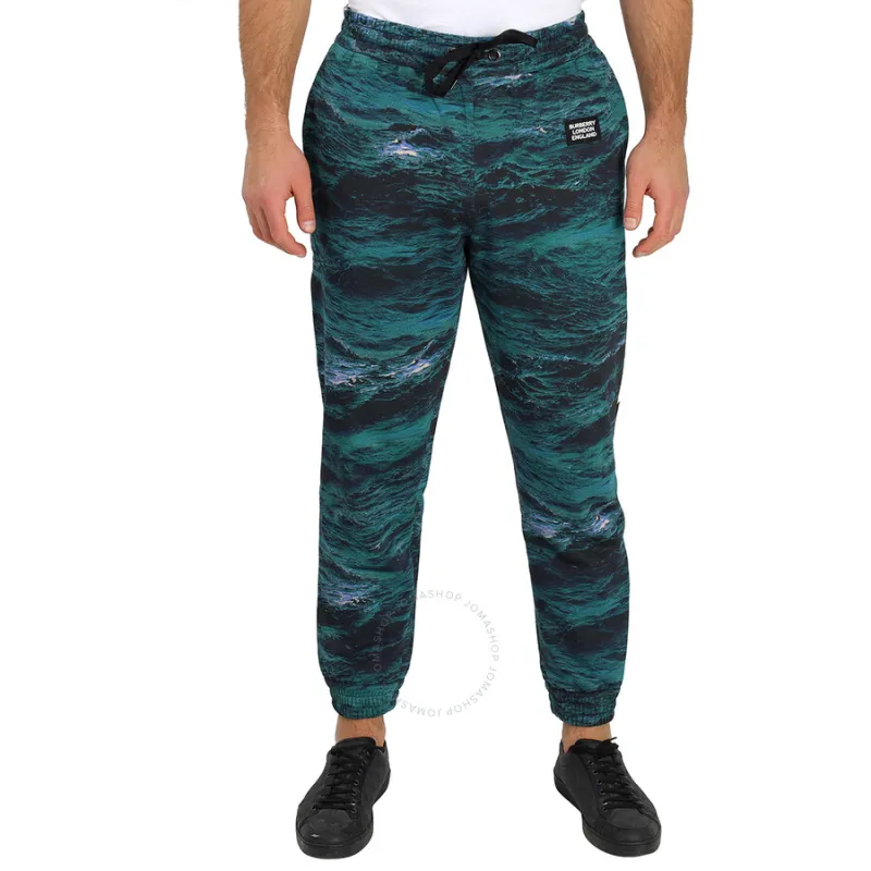 Burberry Tape Detail Sea Print Trackpants-2