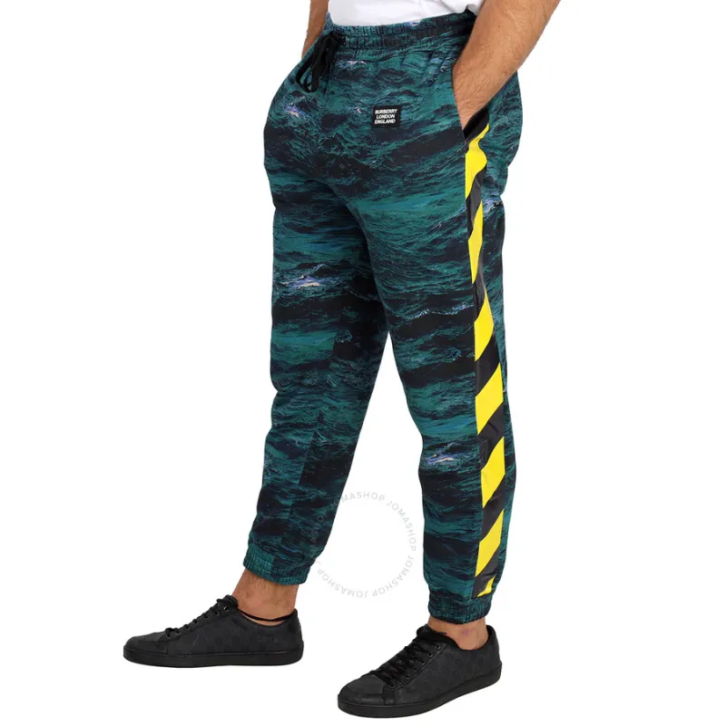 Burberry Tape Detail Sea Print Trackpants-4