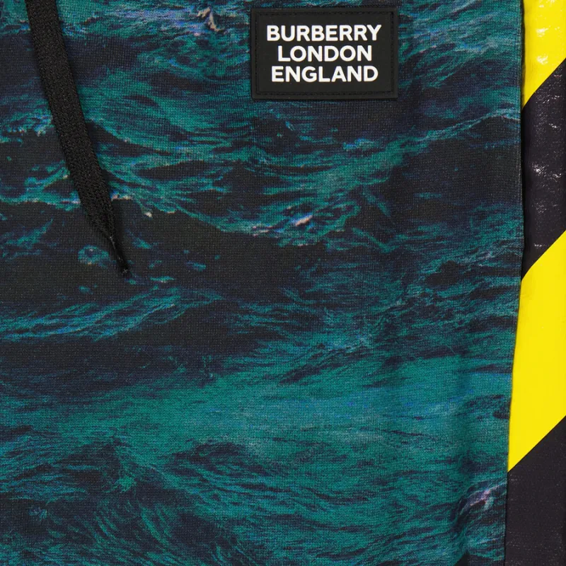 Burberry Tape Detail Sea Print Trackpants-6