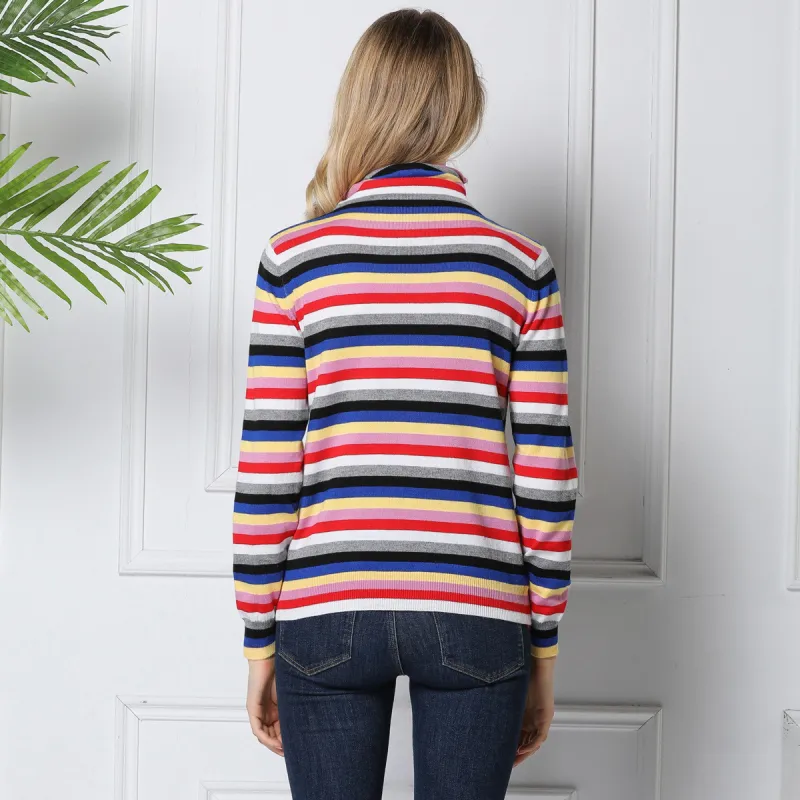 Sanpowa Sweater Women's Colorful Stripes-2