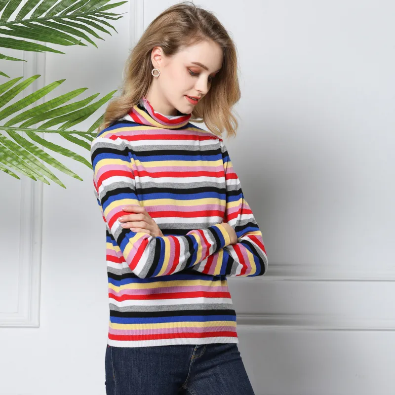 Sanpowa Sweater Women's Colorful Stripes-1