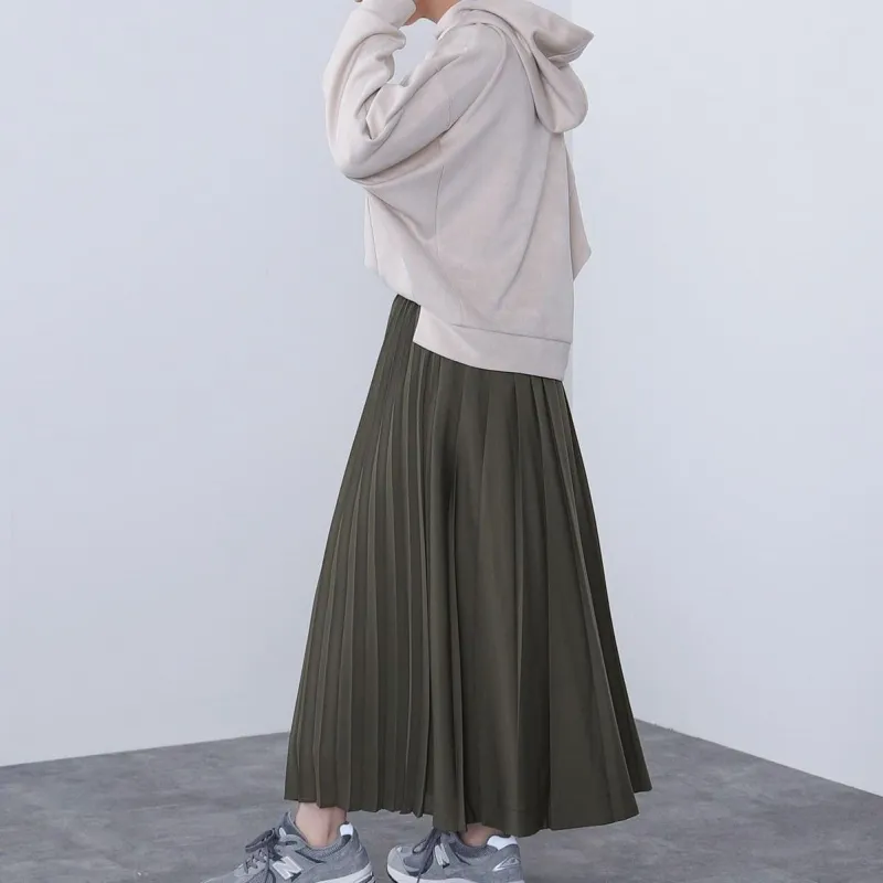 Beams HEART Casual Long Skirt Women's Olive-2
