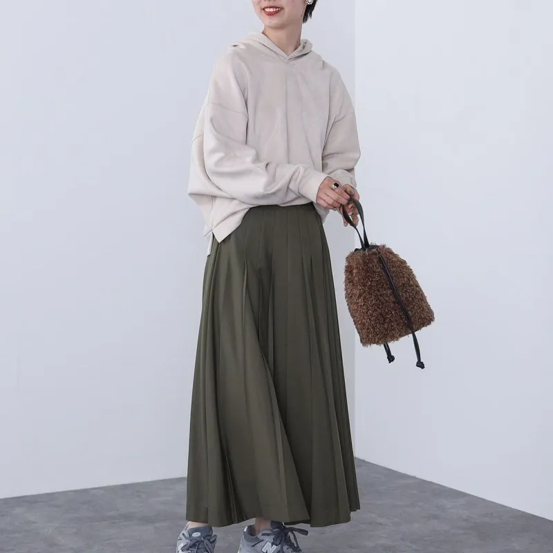 Beams HEART Casual Long Skirt Women's Olive-1