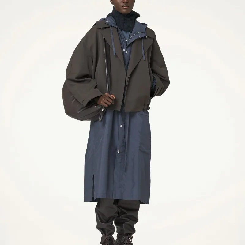 Lemaire Short Trench Jacket 'Dark Brown'-1