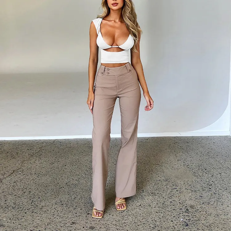 Tiger Mist KITTIE HIGH RISE PANT Suit Trouser Women's Tan-1