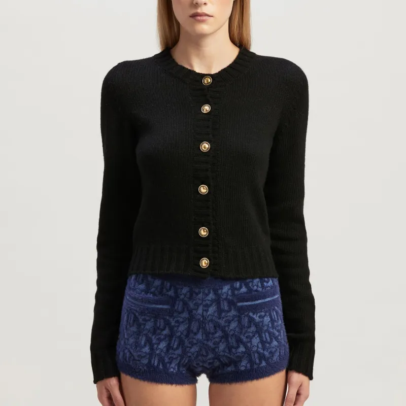 PALM ANGELS Curved Logo Buttoned Cardigan-2