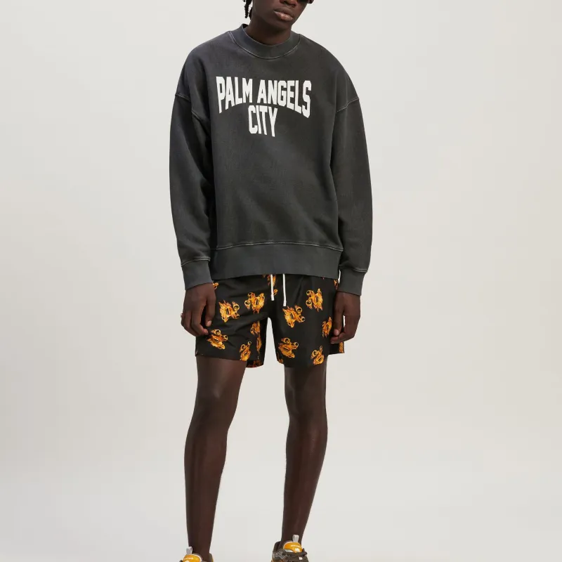 PALM ANGELS Burning Monogram Swim Shorts-1