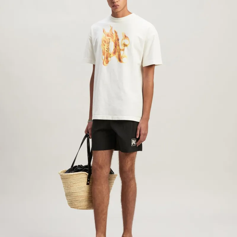 PALM ANGELS Monogram Patch Drawstring Swimming Shorts-1
