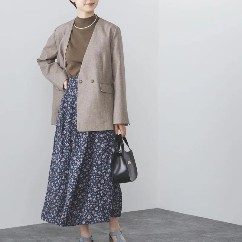 Beams HEART Casual Long Skirt Women's Blue-1