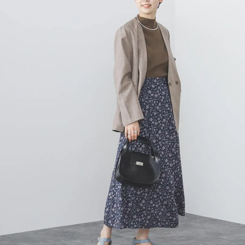 Beams HEART Casual Long Skirt Women's Blue-2