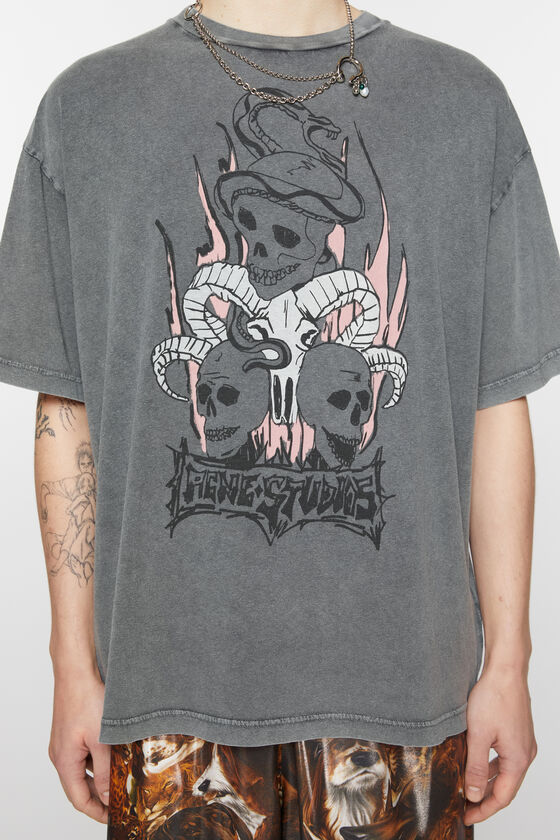 【関税送料無料】acne studios Skull Printed Crewneck T-shirt Acne Studios Skull Printed Crewneck T-Shirt in Gray for Men