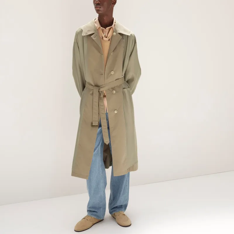 Auralee Finx Polyester Weather Chambray Soutien Colloar Coat-2
