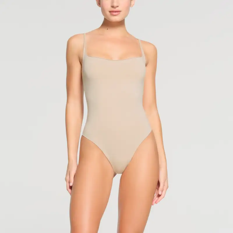 SKIMS SS24 RAW EDGE CAMI BODYSUIT Jumpsuit Women's STONE/Stone Color-2