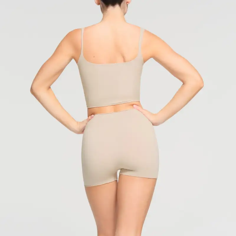 SKIMS SS24 RAW EDGE SLIT FRONT CROPPED CAMI Camisole Women's STONE/Stone Color-2