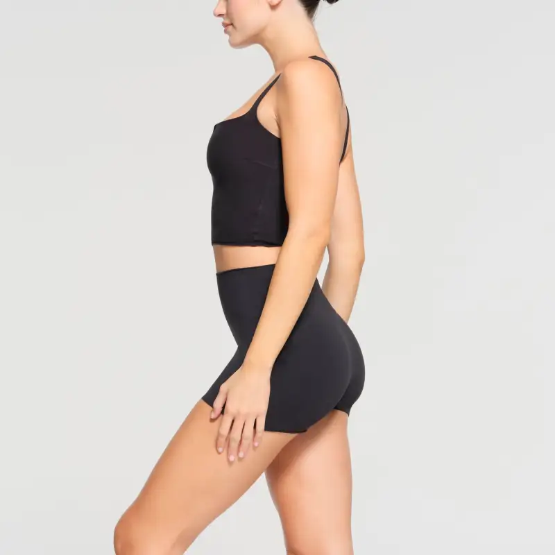 SKIMS SS24 RAW EDGE SLIT FRONT CROPPED CAMI Camisole Women's Onyx/Black Agate-3