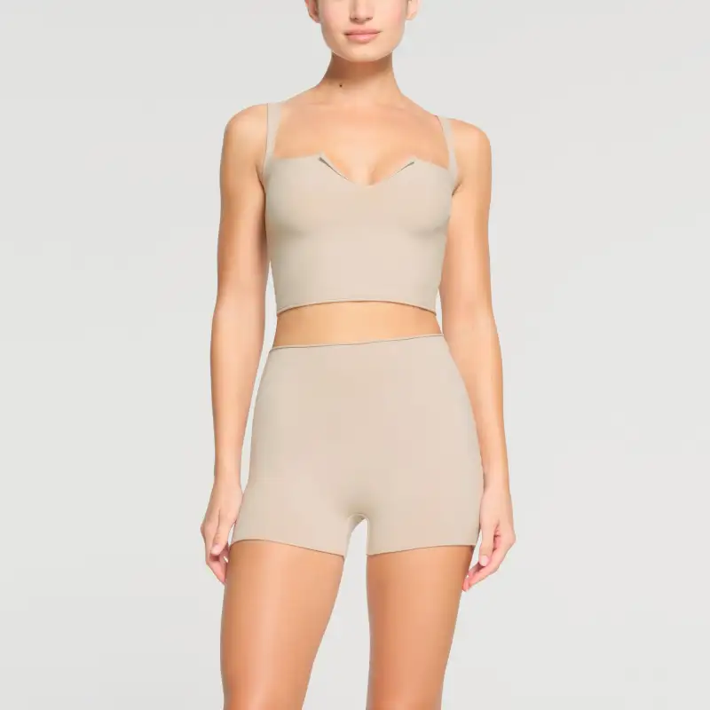 SKIMS SS24 RAW EDGE SLIT FRONT CROPPED CAMI Camisole Women's STONE/Stone Color-1