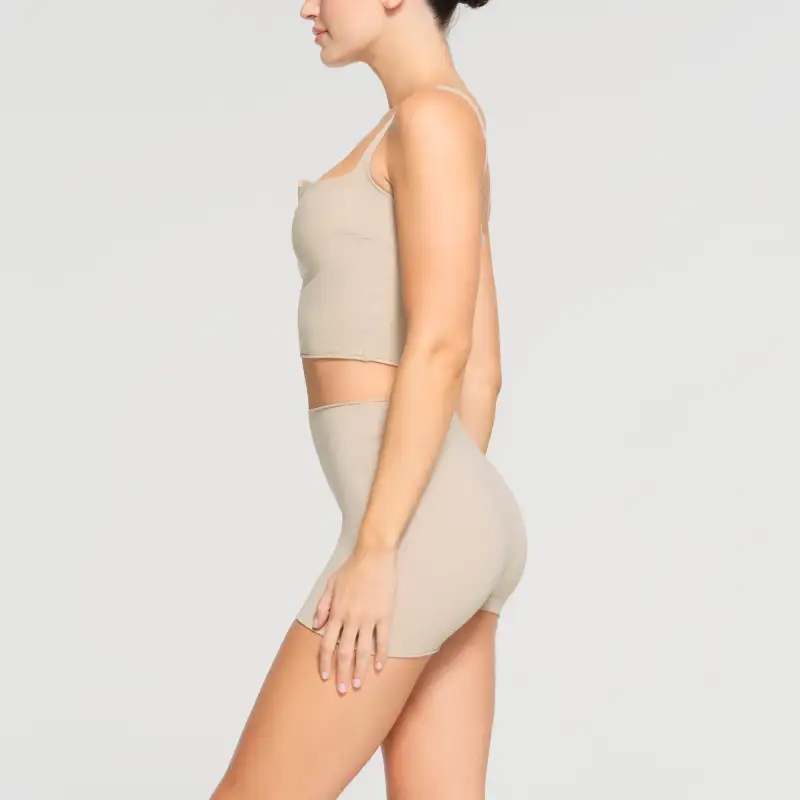 SKIMS SS24 RAW EDGE SLIT FRONT CROPPED CAMI Camisole Women's STONE/Stone Color-3