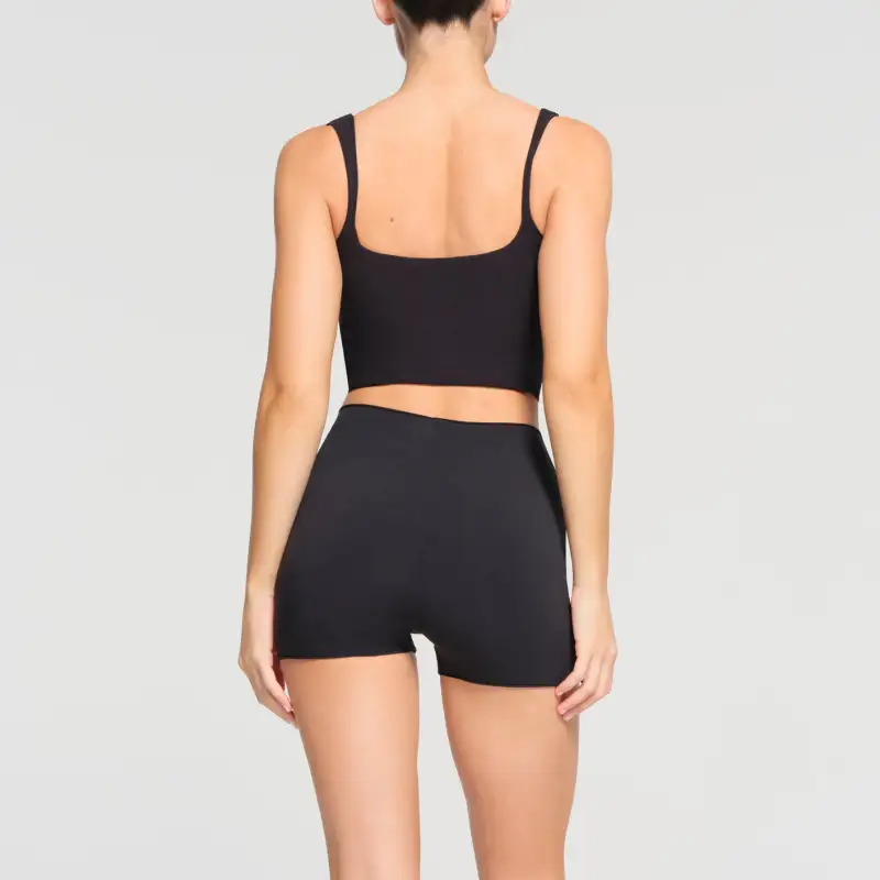 SKIMS SS24 RAW EDGE SLIT FRONT CROPPED CAMI Camisole Women's Onyx/Black Agate-2