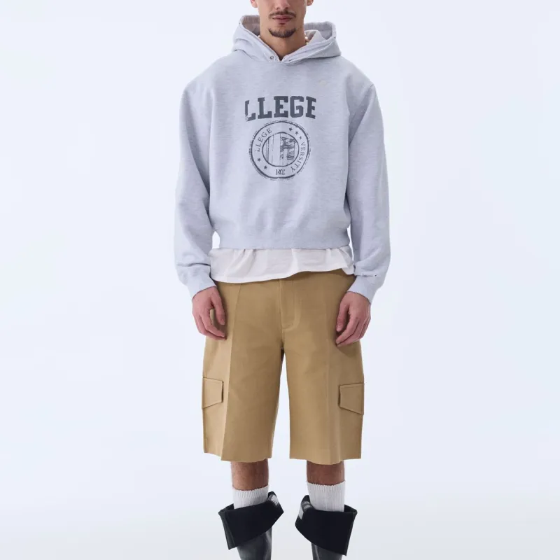 RECTO SS24 LLEGE LOGO DESTROYED HOODIE SWEATSHIRT Sweatshirt Men's Melange Grey/Mixed Color Gray-2