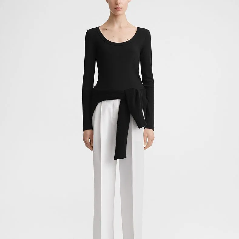 TOTEME Scoop neck Fine ribbed T shirt-1
