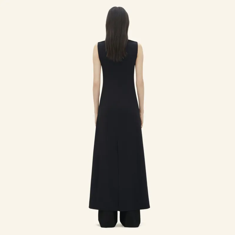 COURREGES SS24 ELLIPSE LIGHT CREPE LONG DRESS Sleeveless Dress Women's Black-2