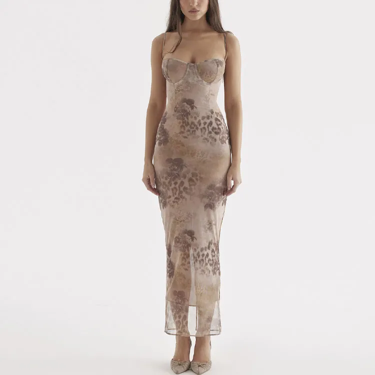 HOUSE OF CB AIZA Slip Dress Women's Cream Floral/Light Print-2