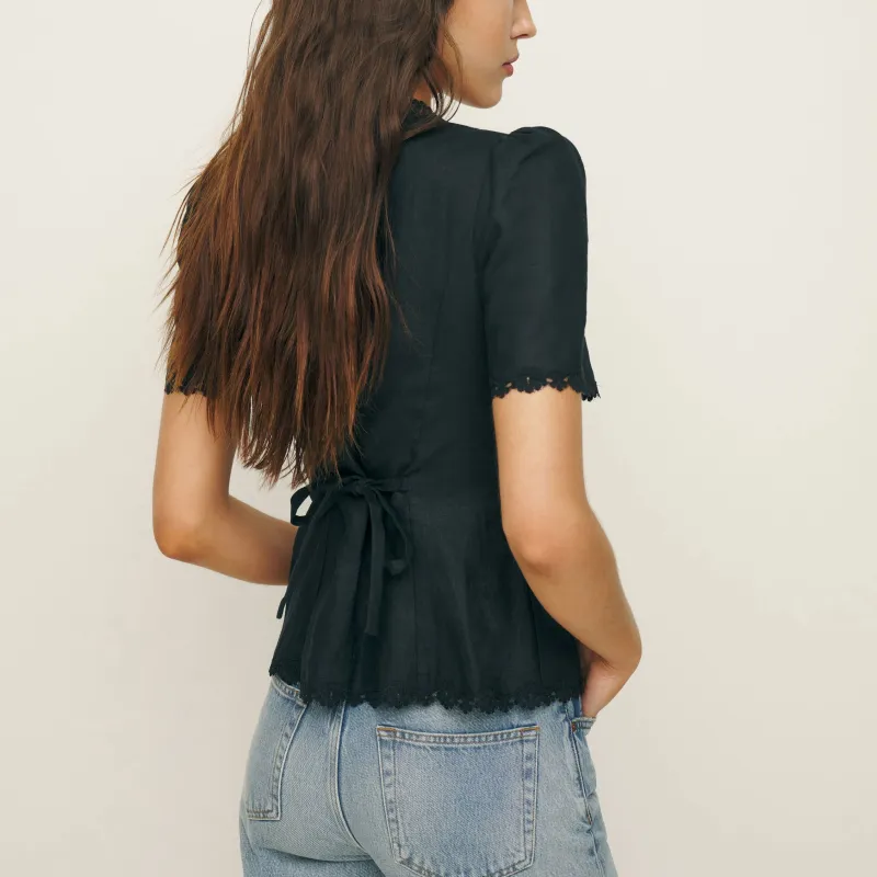 Reformation Anabella Linen Top-1