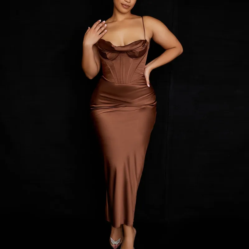 PRINCESS POLLY CHARMAINE Slip Dresses Women's CHOCOLATE/Brown-7