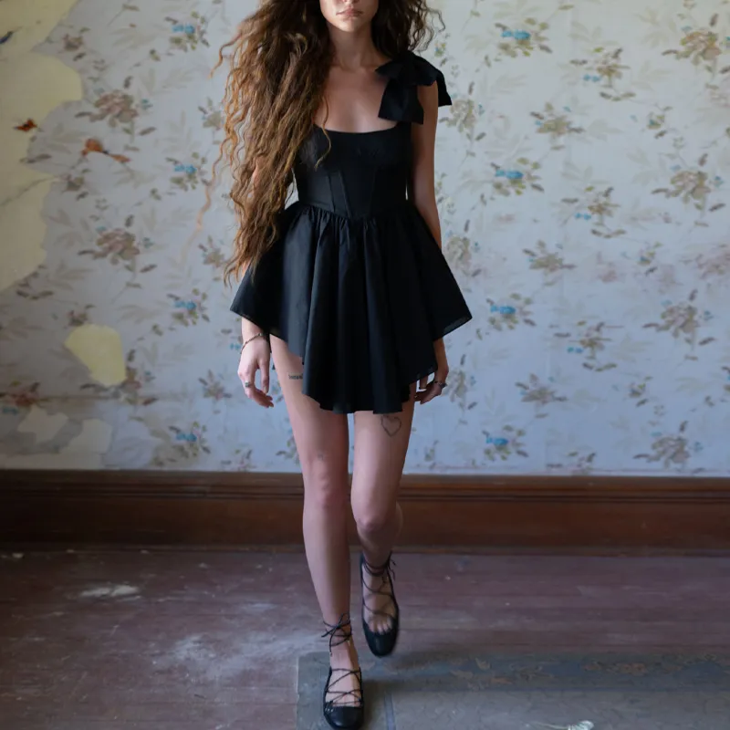 Selkie Collection SS24 Slip Dress Women's Black-3