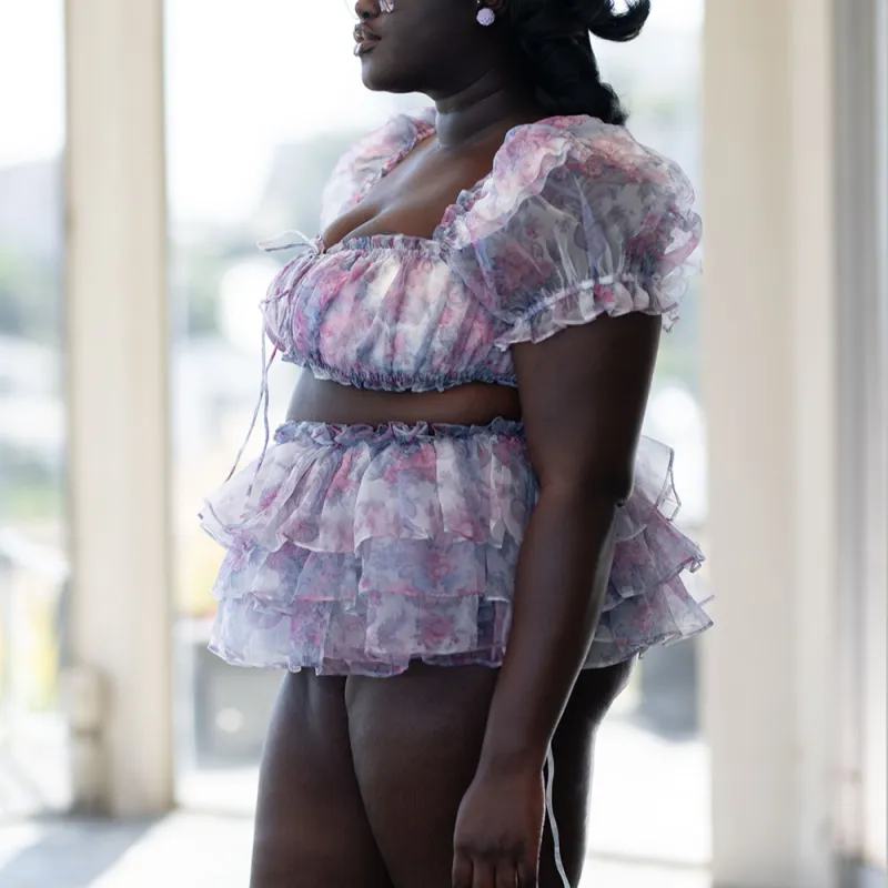 Selkie Collection SS24 Swim Dresses & Skirts Women's Light Apricot Base With Dazzling Macaron Print-3