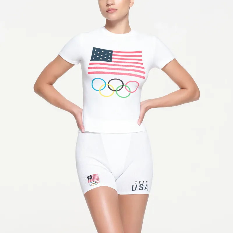 Skims USA Olympic Team Co-branded T-Shirts Women's WHITE/White-1