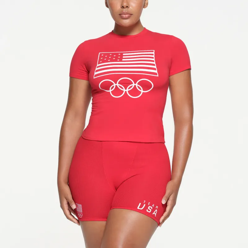 Skims USA Olympic Team Co-branded T-Shirts Women's RED/Red-1