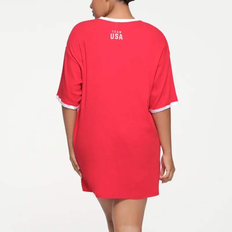 Skims USA Olympic Team Co-branded Short-Sleeved Dresses Women's RED/Red-2