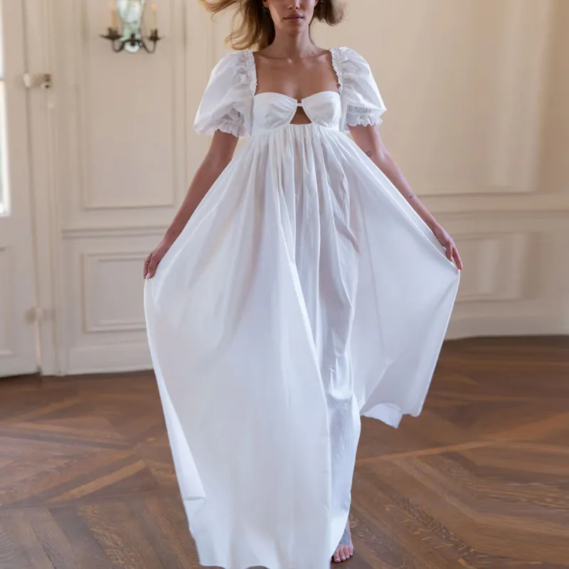 Selkie Collection SS24 Short Sleeved Dress Women's Ivory White-3
