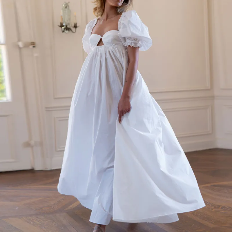 Selkie Collection SS24 Short Sleeved Dress Women's Ivory White-2