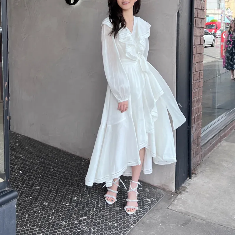 Aje Long Sleeved Dress Women's White-1