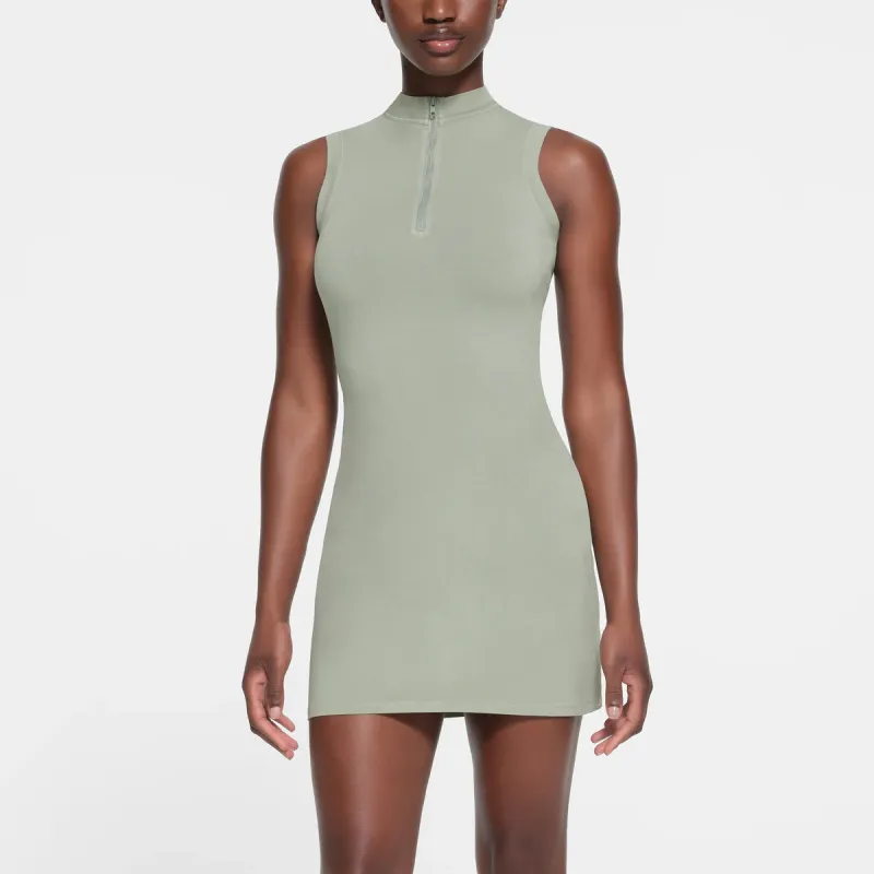 SKIMS NEW VINTAGE ZIP UP SLEEVELESS MINI DRESS Sleeveless Dress Women's MINERAL/Mineral-2