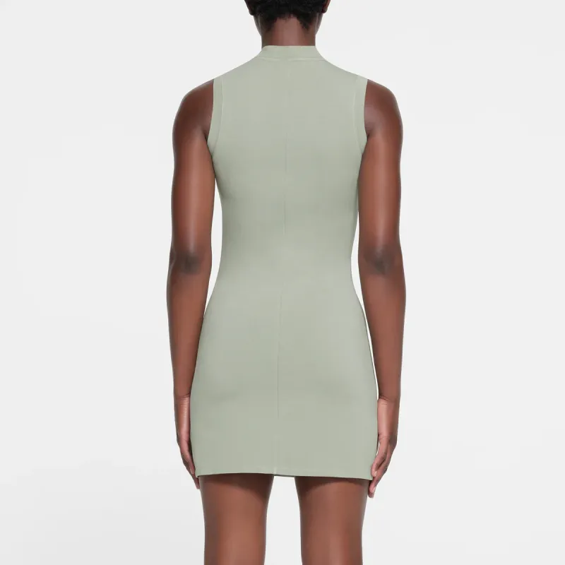 SKIMS NEW VINTAGE ZIP UP SLEEVELESS MINI DRESS Sleeveless Dress Women's MINERAL/Mineral-3