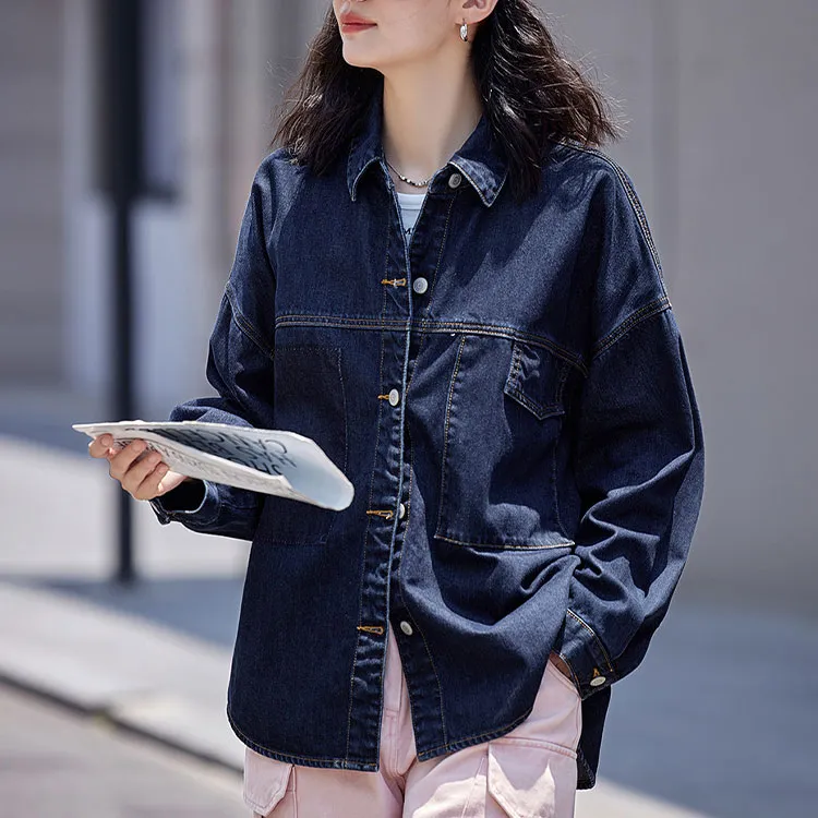 Demana Denim Jacket Women's Navy Blue-2
