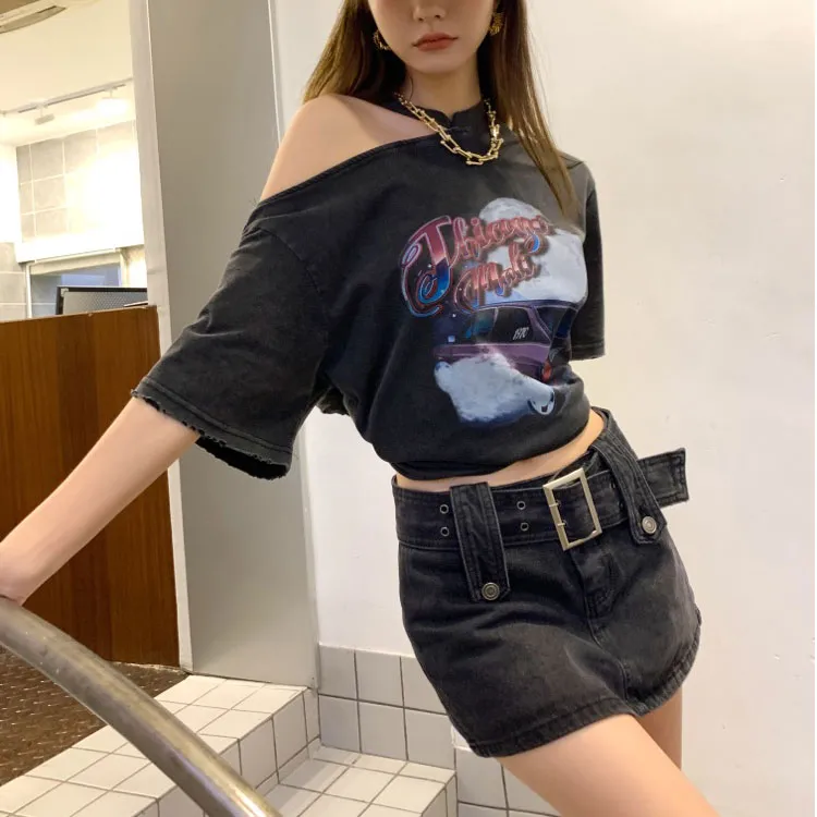 ETSE Denim Short Skirts Women's Black-4