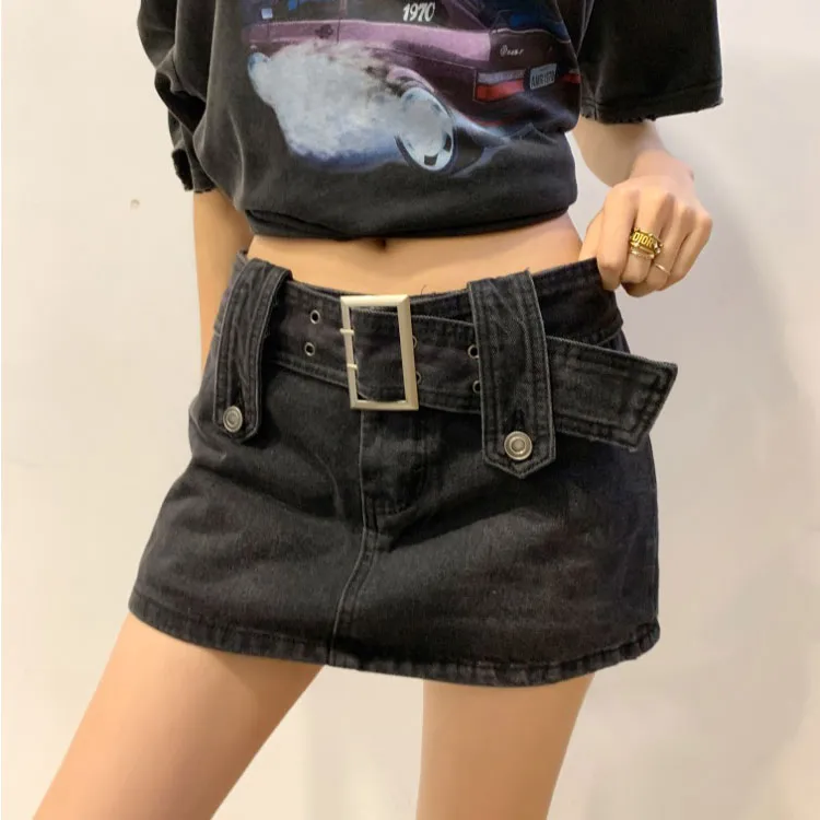 ETSE Denim Short Skirts Women's Black-2