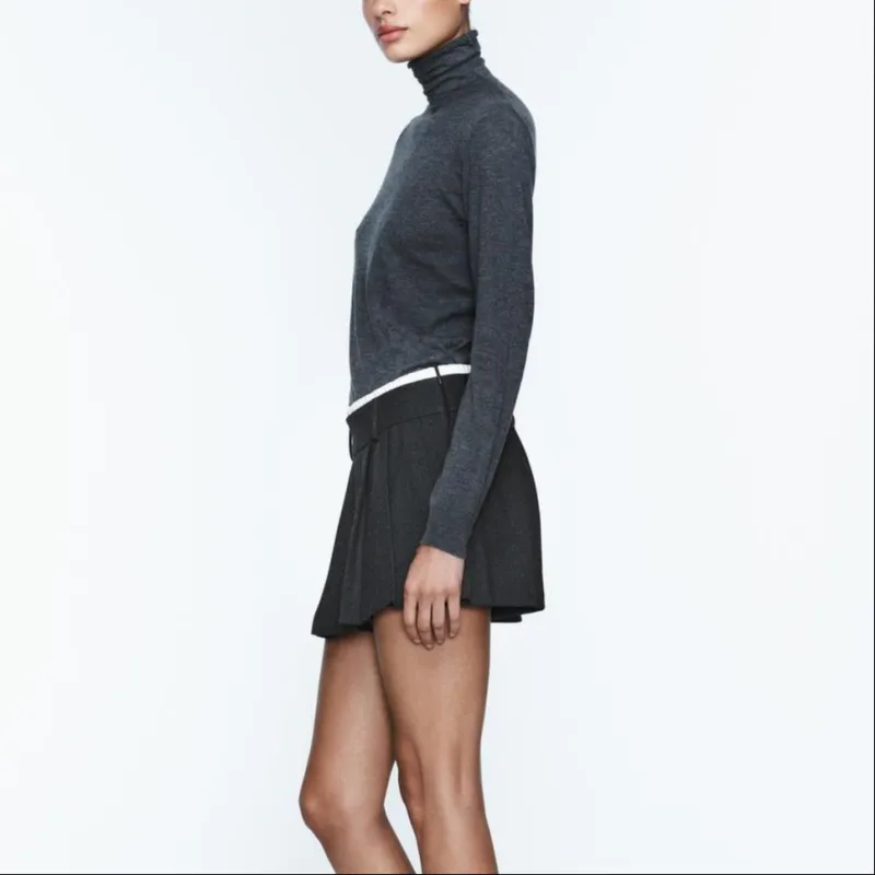 ZARA Casual Short Skirts Women's Zebra Print Gray-4